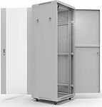 REXANT 04-2306 Шкаф напольный 19 quot; 42U 600х800мм, передняя дверь стекло, задняя дверь металл, RAL 7035 REXANT