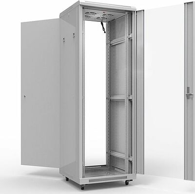REXANT 04-2306 Шкаф напольный 19 quot; 42U 600х800мм, передняя дверь стекло, задняя дверь металл, RAL 7035 REXANT