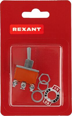REXANT 06-0328-B Тумблер 250V 15А (6c) ON-OFF-ON двухполюсный (KN-203) REXANT (в упак. 1шт.)