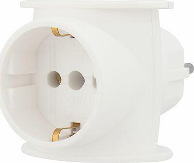 REXANT 11-1080 Тройник электрический универсальный 16А одно гнездо с/з белый REXANT