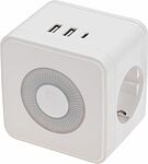 REXANT 11-1251 Двойник электрический Куб 16А с/з + 2хUSB-A 2,4А + USB Type-C 3А с ночной подсветкой, белый REXANT
