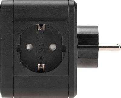 REXANT 11-1252 Двойник электрический Куб 16А с/з + 2хUSB-A 2,4А + USB Type-C 3А с ночной подсветкой, черный REXANT