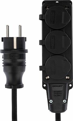 REXANT 11-7082 Удлинитель-шнур на рамке КГ 3х1,5, 30м, 3 гнезда, морозостойкий, с/з, 16А, 3500Вт, IP44 (Сделано в России) REXANT