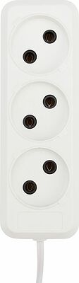REXANT 11-8733 Удлинитель 3 гнезда, 3м, 2х0,75мм², б/з, белый REXANT