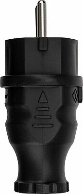 REXANT 111-001 Вилка влагозащищенная прямая, с/з, 16А, IP44, каучук, черная REXANT
