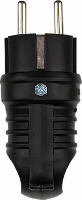 REXANT 111-002 Вилка влагозащищенная угловая с кольцом, с/з, 16А, IP44 каучук, черная REXANT