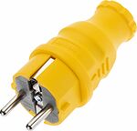 REXANT 111-014 Вилка влагозащищенная прямая, c/з, 16А, IP44, каучук, желтая REXANT