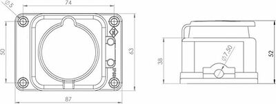 REXANT 111-111 Розетка влагозащищенная с крышкой 1 гнездо, с/з, 16А, IP54, каучук, черная REXANT
