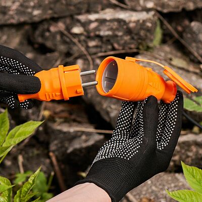 REXANT 111-123 Розетка влагозащищенная переносная с крышкой 1 гнездо, с/з, 16А, IP54, каучук, оранжевая REXANT