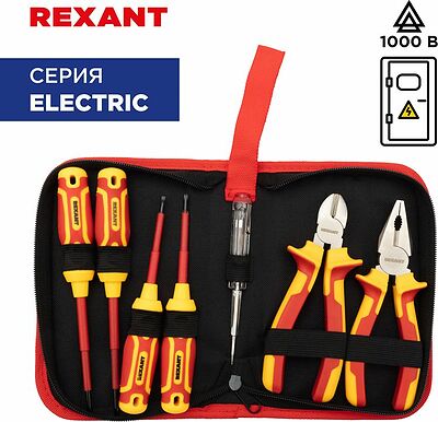 REXANT 12-4691-3 Набор диэлектрического инструмента RI-01, тканевый пенал, 7 предметов, до 1000В REXANT