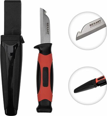 REXANT 12-4939 Нож монтажника с чехлом лезвие 67мм REXANT