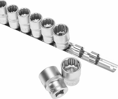 REXANT 12-8304 Набор торцевых головок 1/2, двенадцатигранные, CrV, 10 шт., 10-24мм REXANT