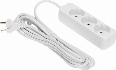 REXANT 13-4008 Удлинитель STANDARD 3 гнезда, 5м, 2х1,0мм², б/з, белый REXANT