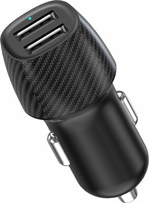REXANT 18-2220 Автомобильное зарядное устройство c двумя портами (USB-А + USB-A) со световой индикацией, 12Вт, черное REXANT