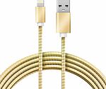 REXANT 18-4252 Кабель USB-A – Lightning, 2,4А, 1м, в золотой металлической оплетке REXANT