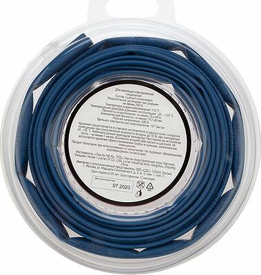 REXANT 29-0035 Трубка термоусаживаемая ТУТ нг 6,0/3,0мм, синяя, ролик 2,44м REXANT