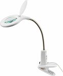 REXANT 31-0244 Лупа настольная 3D+12D с подсветкой 40 LED, прищепка, ø100мм, белая REXANT