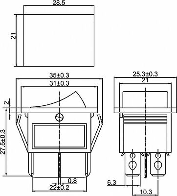 REXANT 36-2350-1 Переключатель клавишный 250В 15А (6с) ON-ON красный с подсветкой (1 шт/уп) REXANT