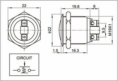 REXANT 36-3410 Кнопка антивандальная Ø19 Б/Фикс (2с винт) OFF-(ON) сфера (PBS-28В, A19-A2) REXANT