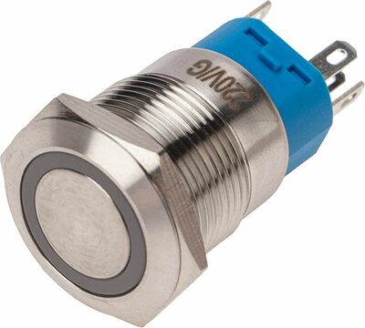 REXANT 36-3443 Кнопка антивандальная Ø19 250В Фикс (5с) OFF-ON/ON-OFF подсв/зеленая REXANT