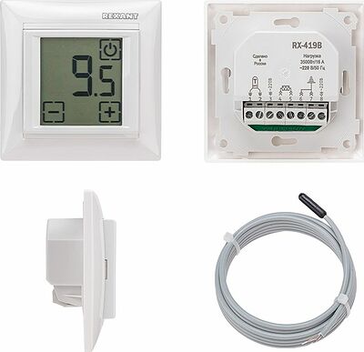 REXANT 51-0584 Терморегулятор цифровой RX-419B сенсорный, совместим с Legrand серии Valena, белый REXANT