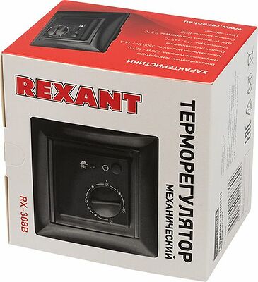 REXANT 51-0816 Терморегулятор механический RX-308B, совместим с Legrand серии Valena, черный REXANT