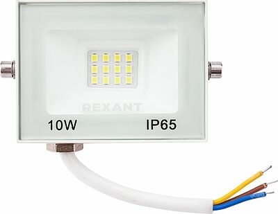 REXANT 605-023 Прожектор светодиодный СДО 10Вт 800Лм 6500K холодный свет, белый корпус REXANT