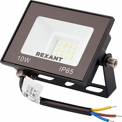 REXANT 605-036 Прожектор светодиодный СДО 10Вт 800Лм 4000K нейтральный свет, черный корпус REXANT