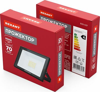REXANT 605-037 Прожектор светодиодный СДО 70Вт 5600Лм 6500К холодный свет, черный корпус REXANT