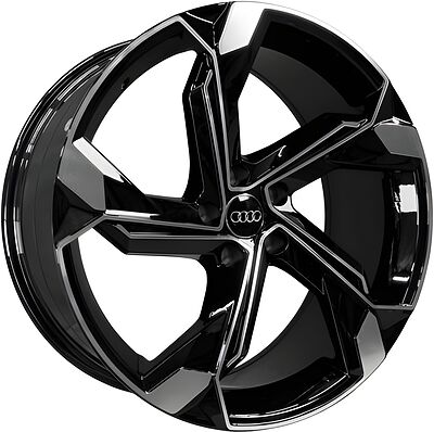 Hengder 5108 9x20 5x112 ET 37 Dia 66.45 Clear powder gloss black machined face