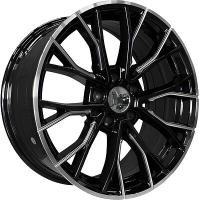 PDW 5438 8x18 5x112 ET 30 Dia 66 Gloss Black Machine Edge and Milled Spoke