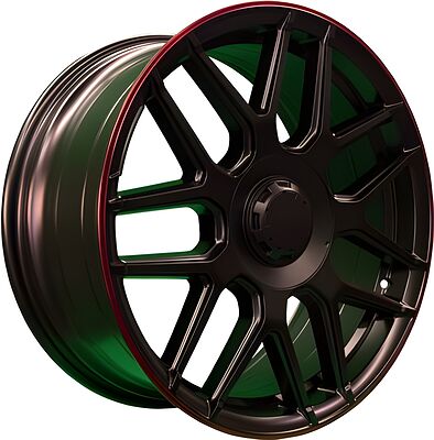 PDW L5424 8x19 5x130 ET 38 Dia 66 Satin Black Red Lip