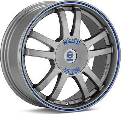 Sparco Rally 7.5x17 5x112 ET 45 Dia 73.1 MATT SILVER TECH BLU LIP