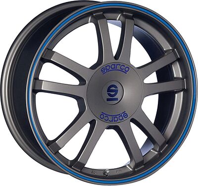 Sparco Rally 7x16 5x112 ET 48 Dia 73.1 Matt Silver Tech blue lip
